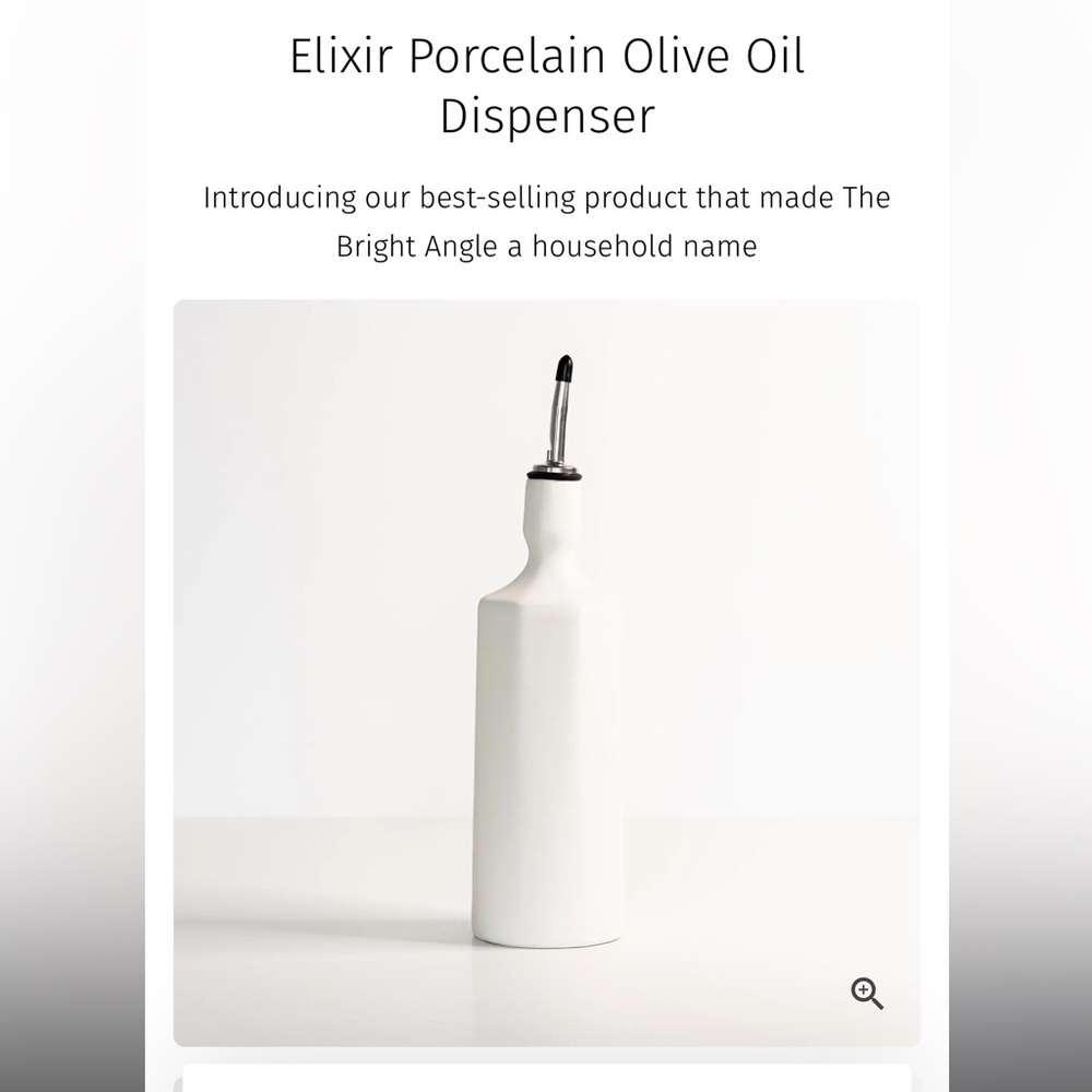 NIB The Bright Angle Elixir Olive Oil Bottle